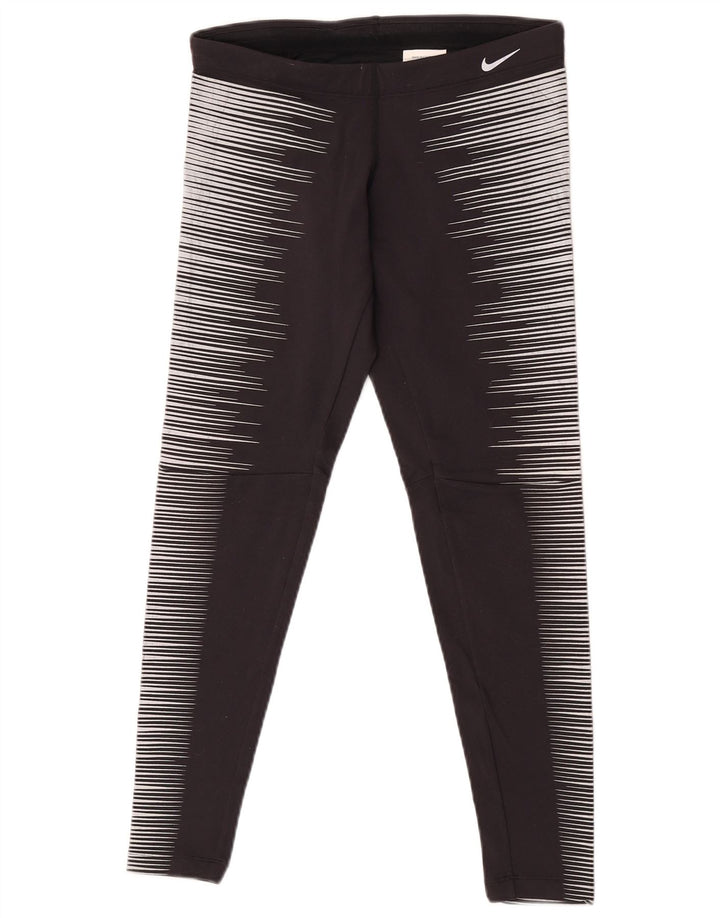 Leggings Nike Dri Fit UK 12 Médio Preto Listrado Nylon