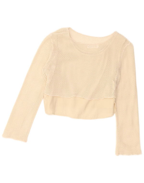Zara Girls Crop Crochet Top Manga Comprida 13-14 Anos Algodão Bege