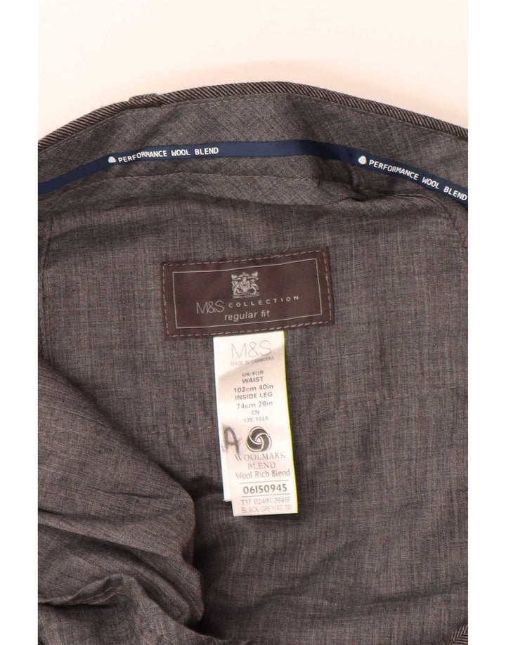 Calça masculina Marks & Spencer reta regular fit W40 L29 lã cinza