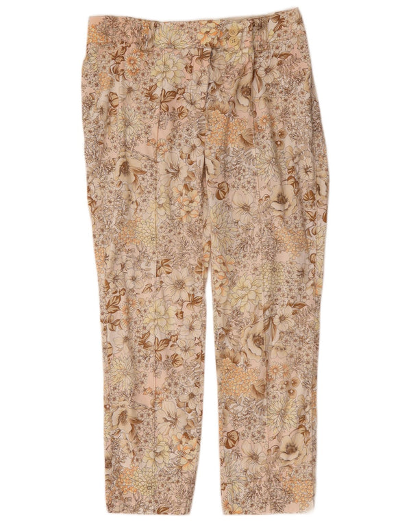 Calça cropped feminina Conte of Florence IT 42 médio W30 L25 rosa floral