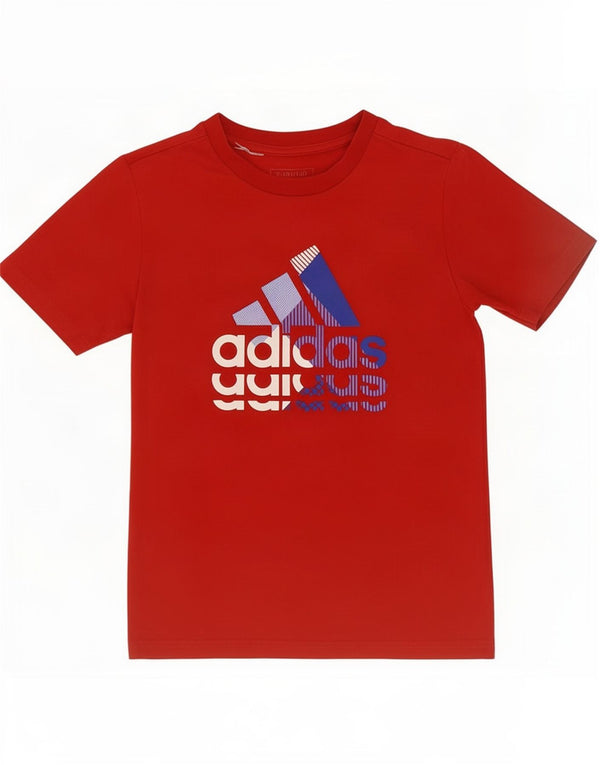 Camiseta Adidas Meninos Graphic Top 9-10 Anos Algodão Vermelho