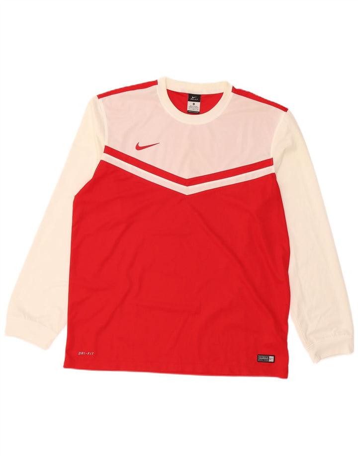 NIKE Masculino Dri Fit Top Manga Longa XL Vermelho Colourblock Poliéster