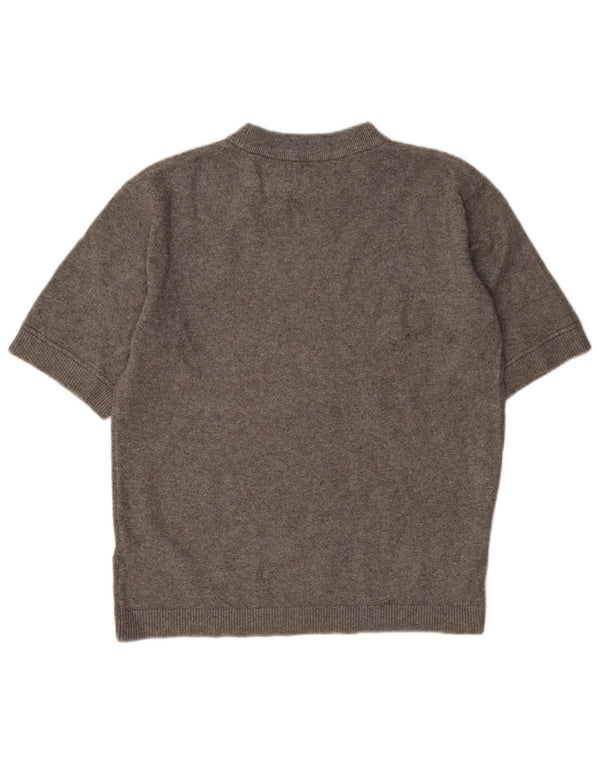 Suéter feminino Marks & Spencer de manga curta com gola redonda Reino Unido 6 XS cinza