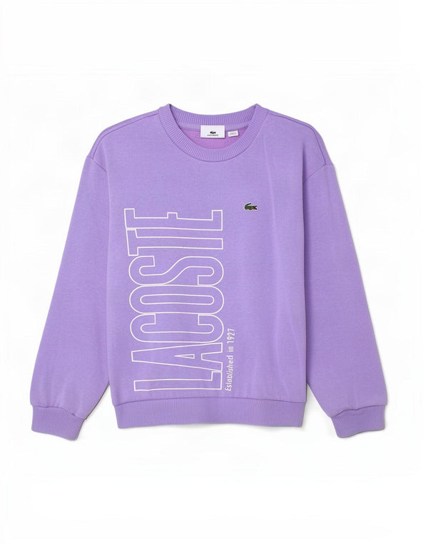 Suéter gráfico Lacoste Boys 7-8 anos algodão roxo