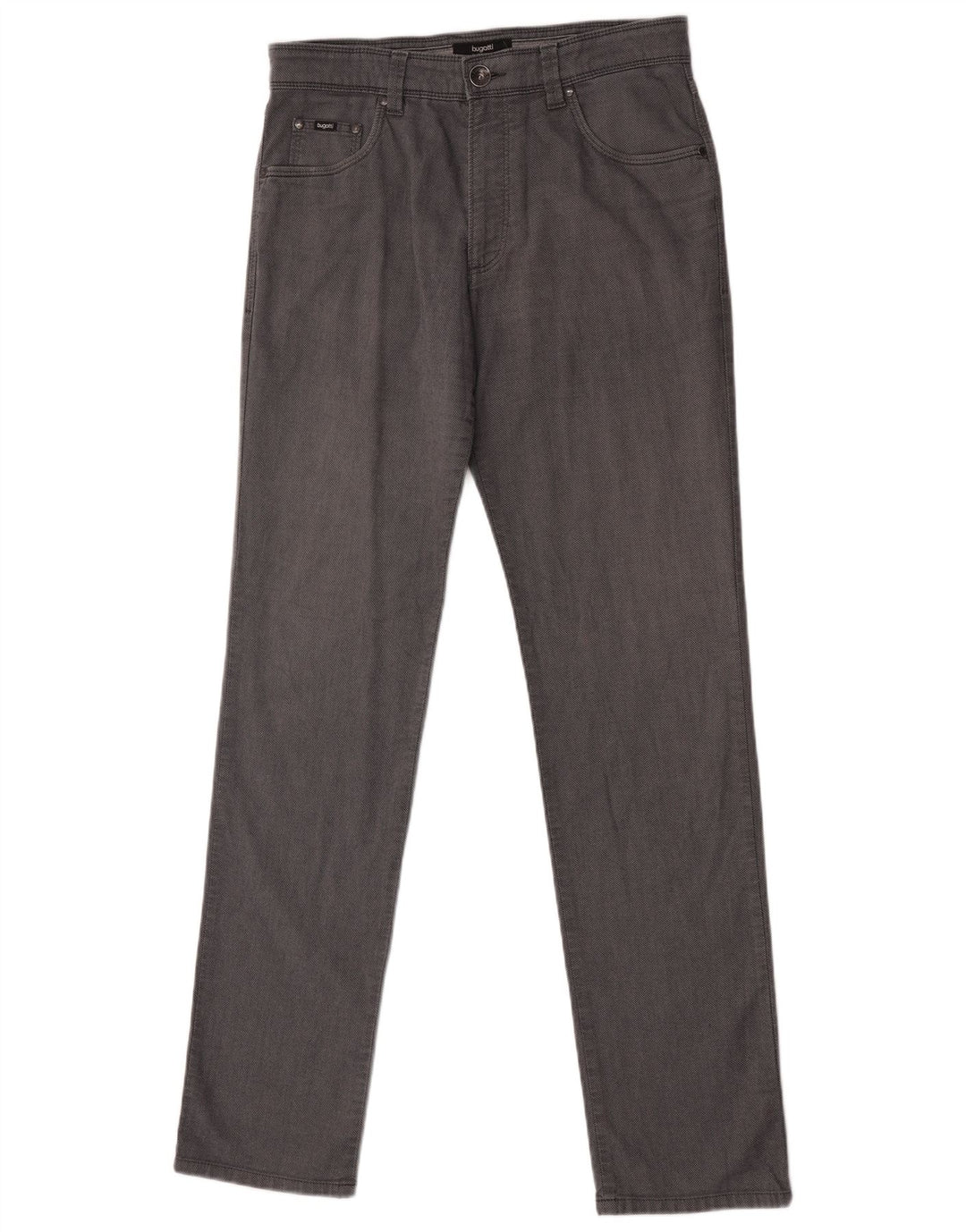 Calça Bugatti masculina reta casual W30 L34 algodão cinza