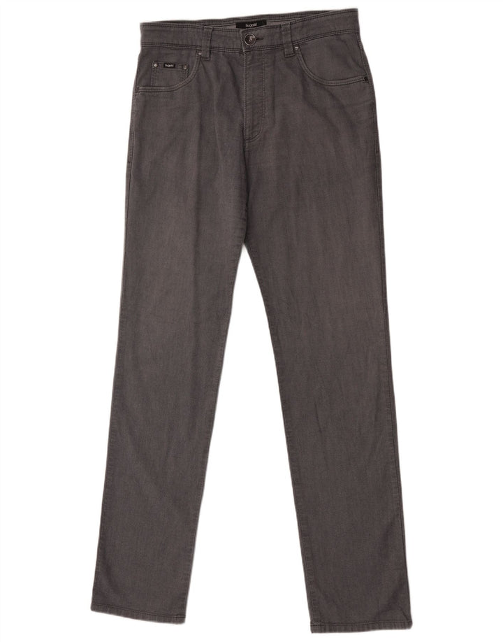 Calça Bugatti masculina reta casual W30 L34 algodão cinza
