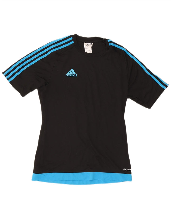 Adidas Mens Climalite Camiseta Top Pequeno Preto Colorblock Poliéster
