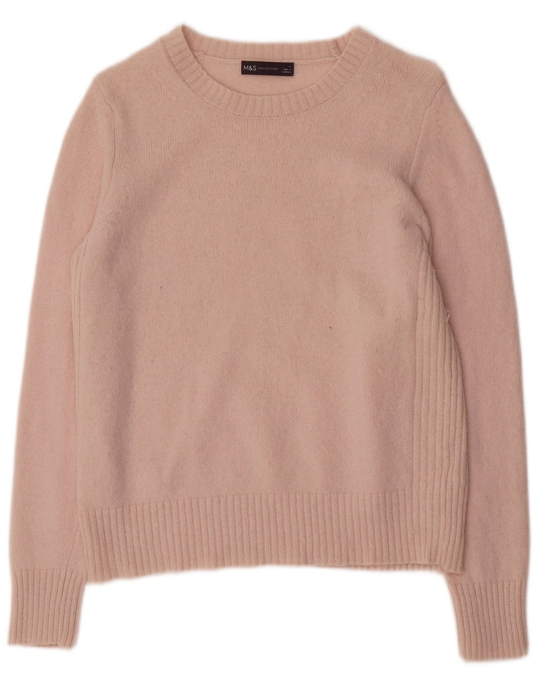 Suéter feminino Marks & Spencer com gola canoa Reino Unido 14 lã rosa médio