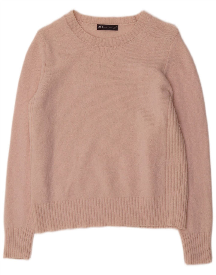 Suéter feminino Marks & Spencer com gola canoa Reino Unido 14 lã rosa médio