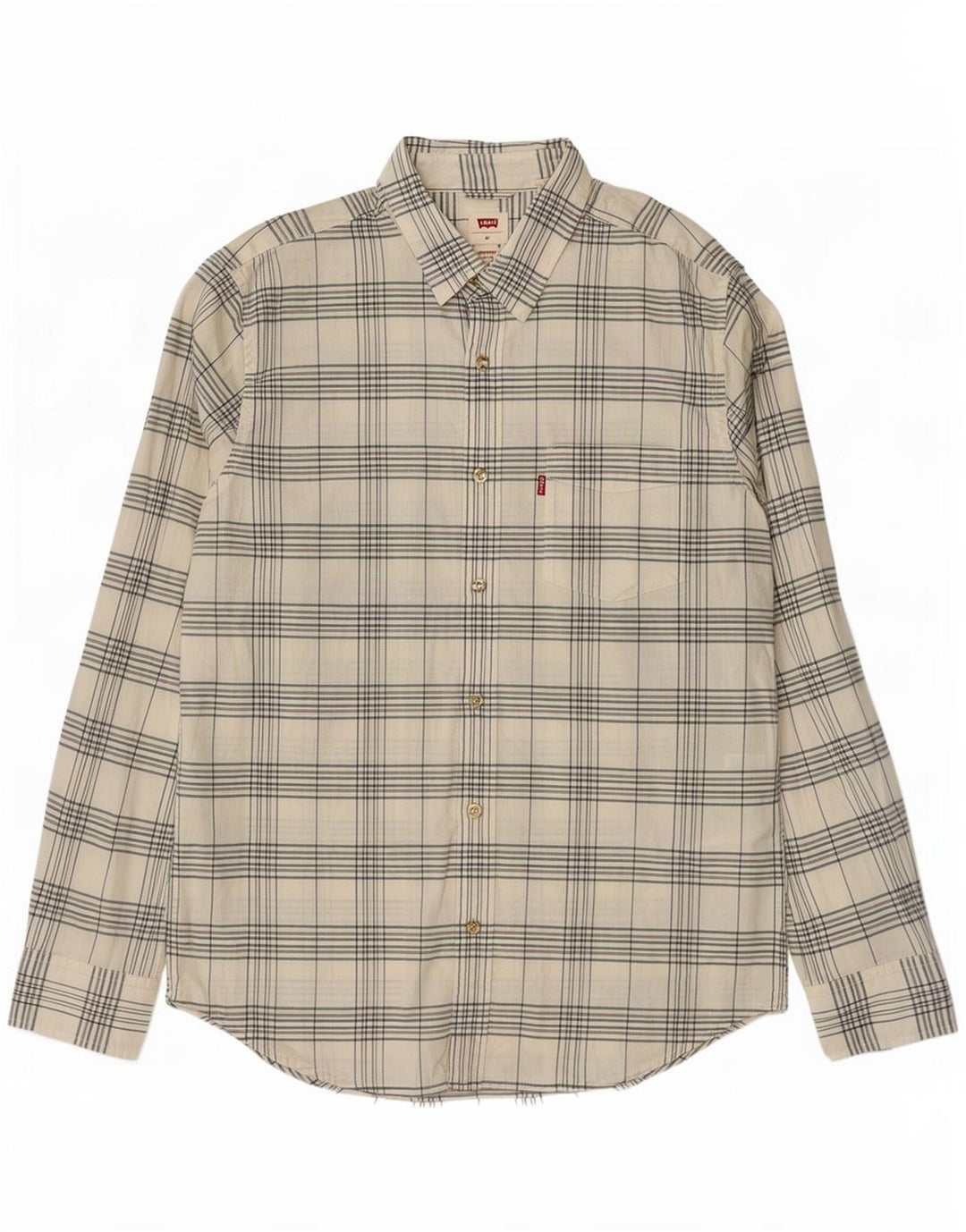 Camisa masculina Levi's Standard Fit média branca xadrez algodão