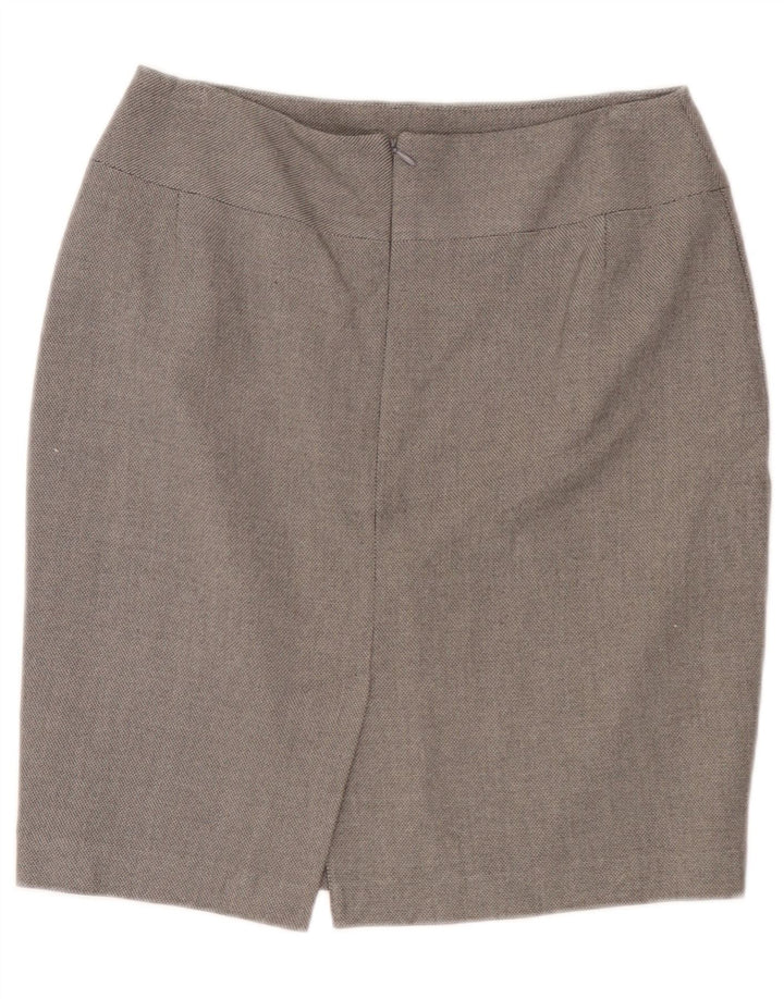 Saia lápis feminina Marks & Spencer Reino Unido 10 pequena W30 poliéster cinza