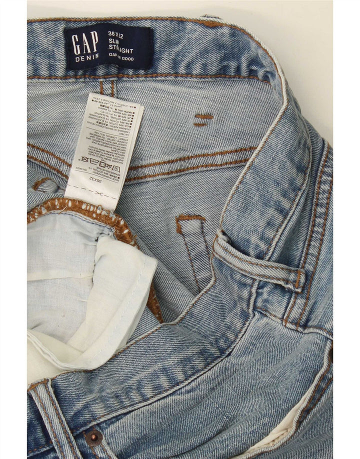 Gap Mens Slim Straight Jeans W36 L32 Azul Algodão