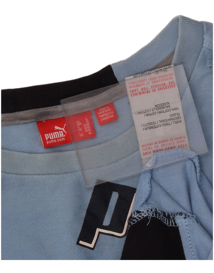PUMA Mens Graphic Top Manga Longa XL Azul Algodão