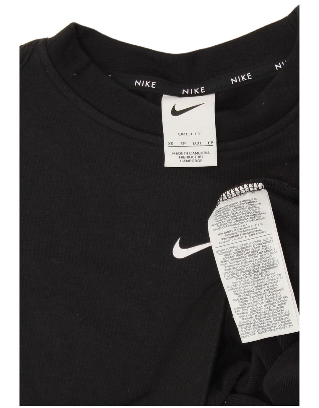 Moletom feminino NIKE UK 6 XS preto poliéster
