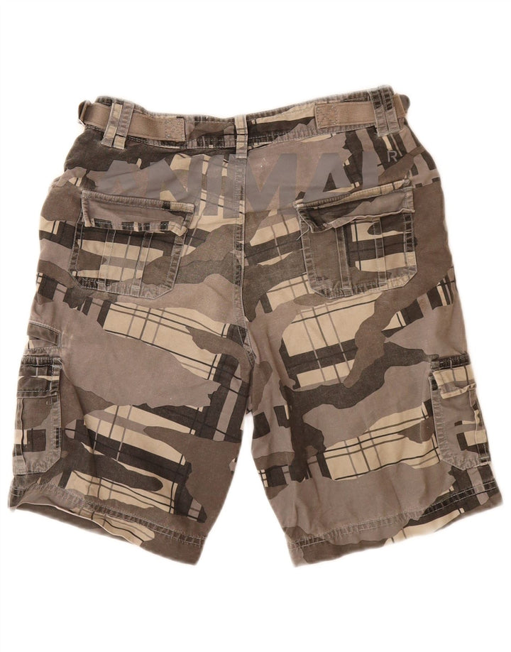 ANIMAL Meninos Cargo Shorts 7-8 Anos W24 Cinza Camuflagem Algodão