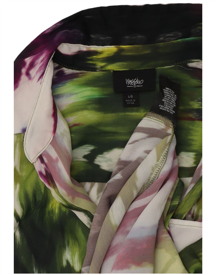 Blusa feminina Mossimo UK 16 grande poliéster tie-dye multicolorida
