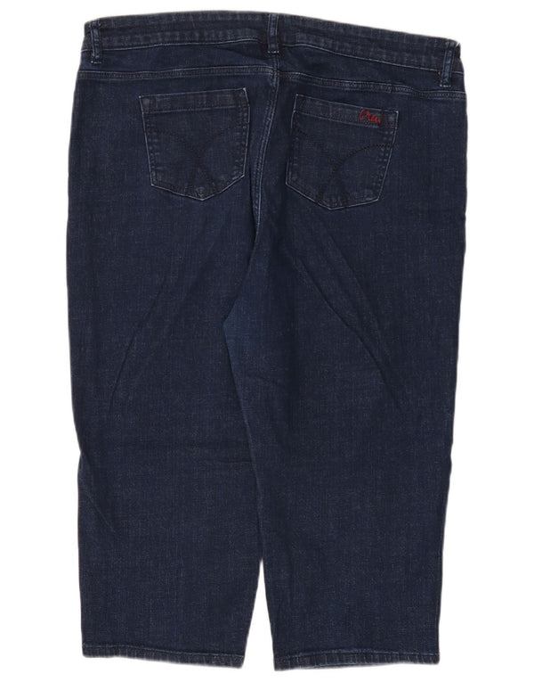 Jeans recortados femininos Crew Clothing UK 18 XL W38 L19 azul marinho algodão