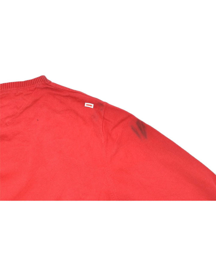 TOMMY HILFIGER Mens V-Neck Jumper Sweater XL Red Cotton Vintage Tommy Hilfiger and Second-Hand Tommy Hilfiger from Messina Hembry 