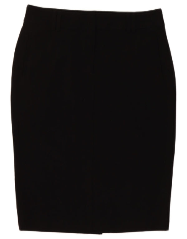 Saia lápis feminina Marks & Spencer Reino Unido 12 médio W30 poliéster preto