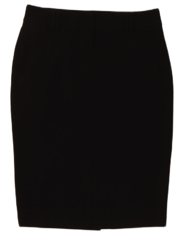 Saia lápis feminina Marks & Spencer Reino Unido 12 médio W30 poliéster preto
