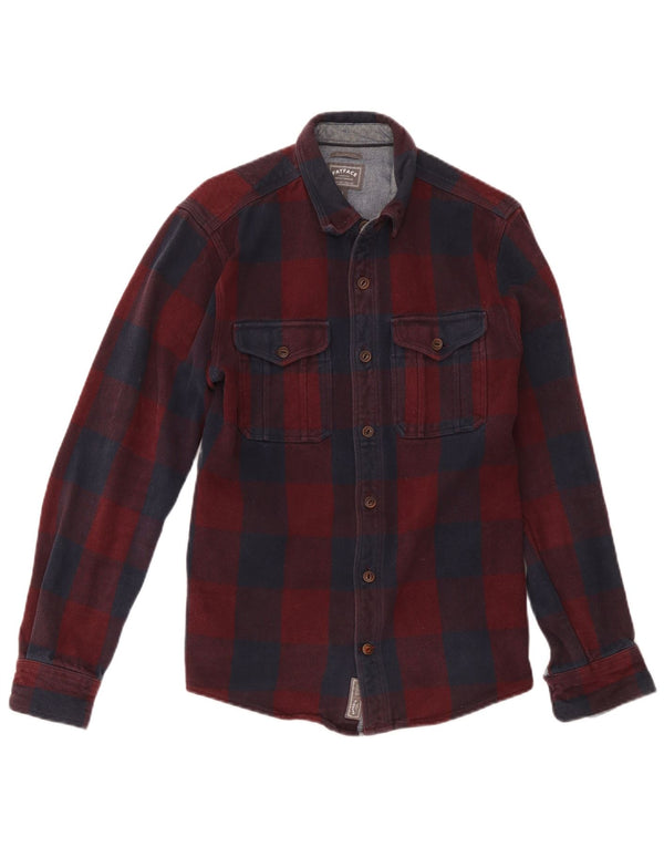 Fat Face Mens Classic Fit camisa de flanela pequena xadrez vermelha de algodão