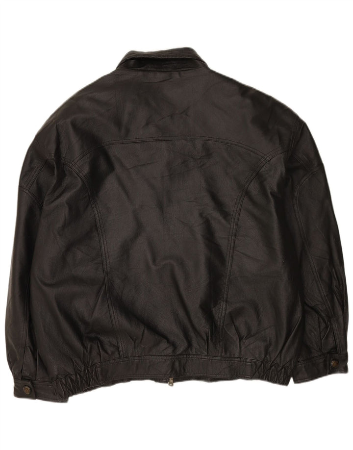 Jaqueta de couro masculina vintage UK 42 XL couro preto