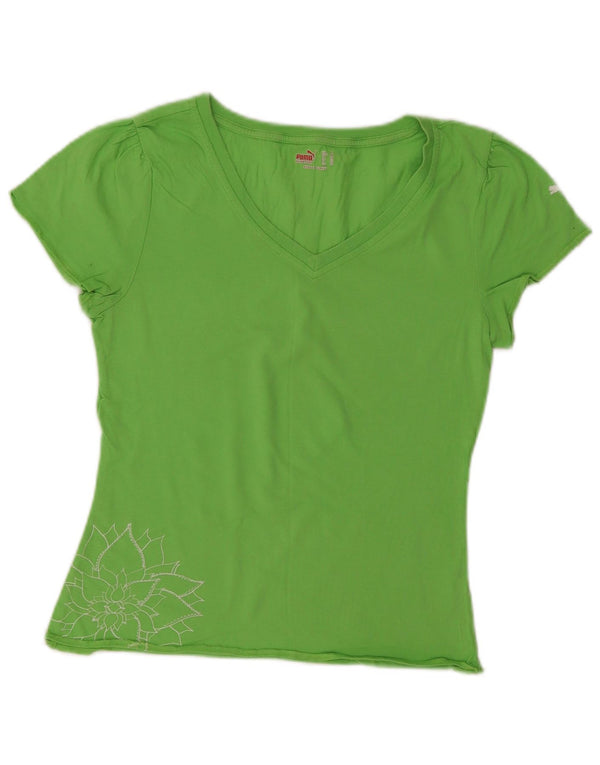 Camiseta feminina Puma Mahanuala Graphic Top UK 12 algodão verde médio