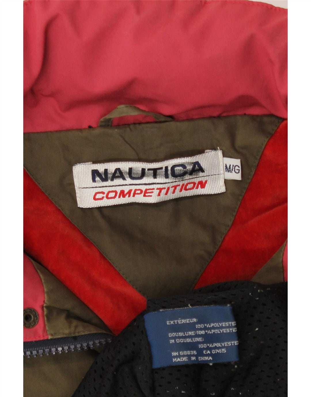 Jaqueta de chuva masculina Nautica com capuz gráfico UK 38 poliéster cáqui médio
