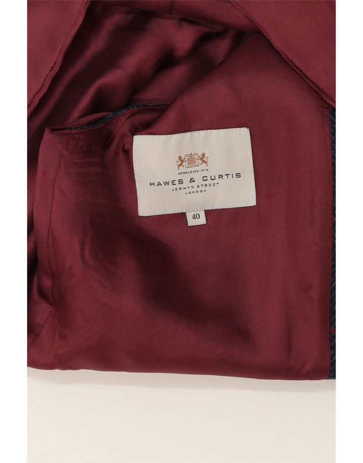 Colete masculino Hawes & Curtis Reino Unido 40 Viscose xadrez azul marinho médio