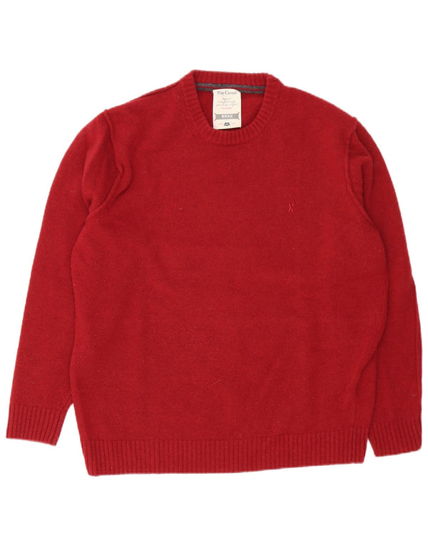 Suéter masculino Brax com gola redonda EU 54 XL lã borgonha
