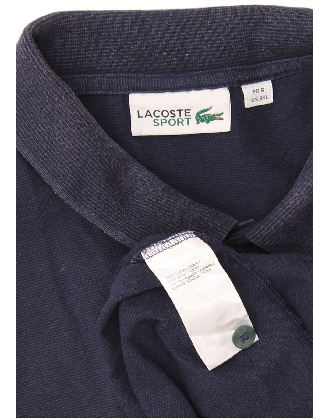 Camisa polo masculina LACOSTE tamanho 8 3XL algodão azul marinho