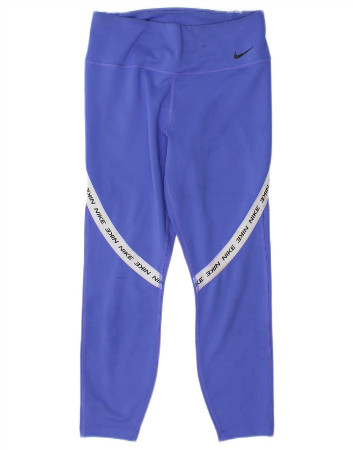 Nike Womens Graphic Capri Leggings UK 8 Pequeno Azul Colorblock Poliéster