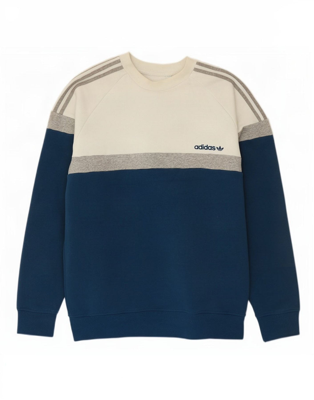 Adidas Mens Moletom Jumper Médio Azul Colorblock Algodão