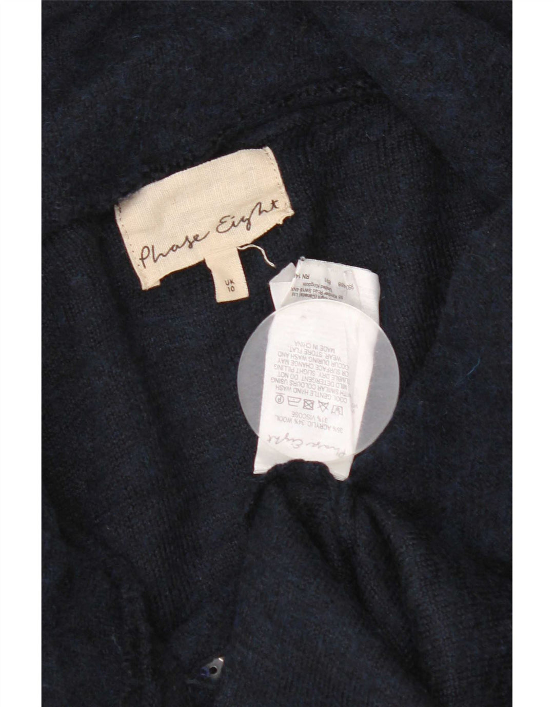 Suéter cardigã feminino Longline Phase Eight Reino Unido 10 pequeno azul marinho