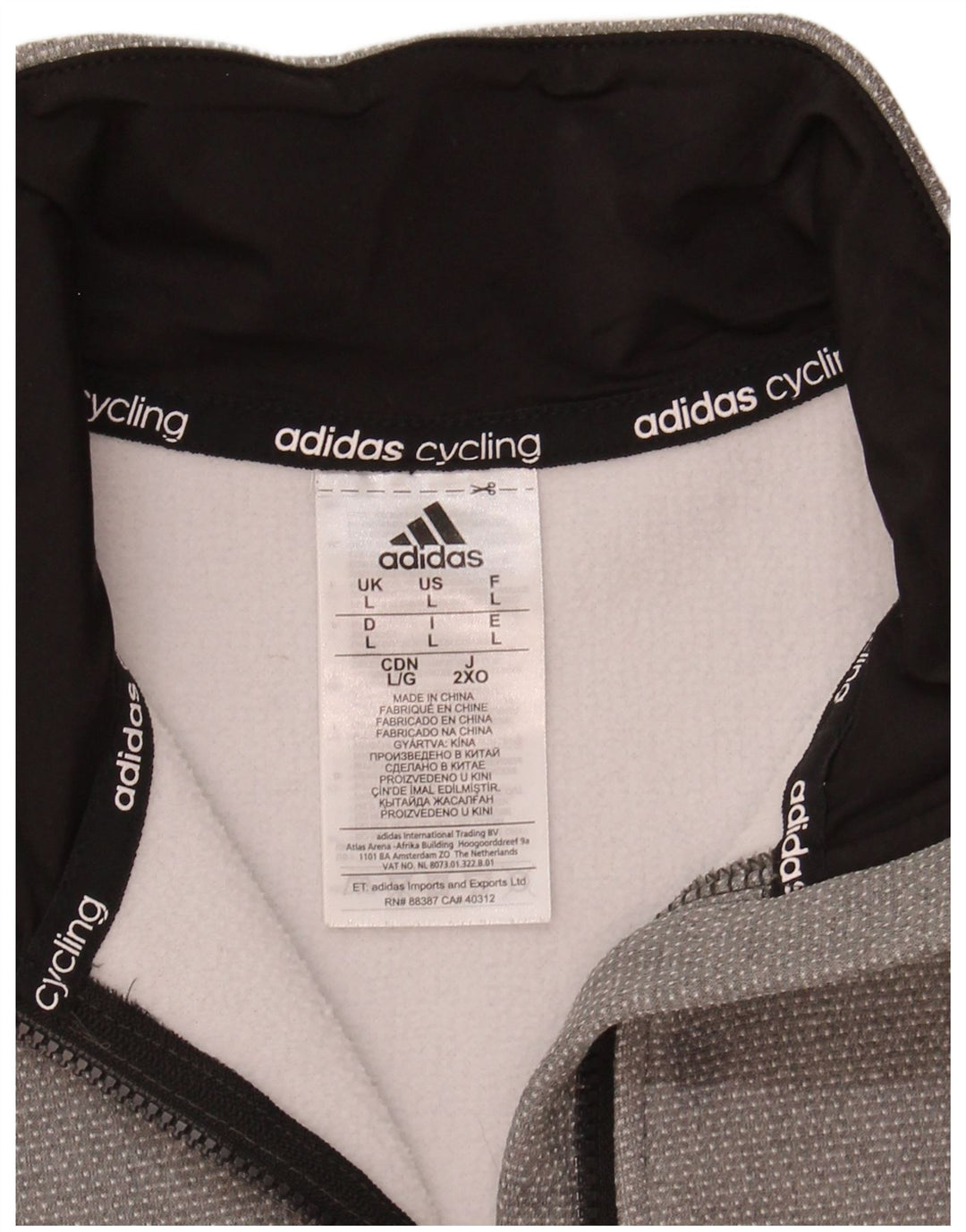 Adidas Mens Zip Neck Moletom Jumper Grande Cinza Poliéster