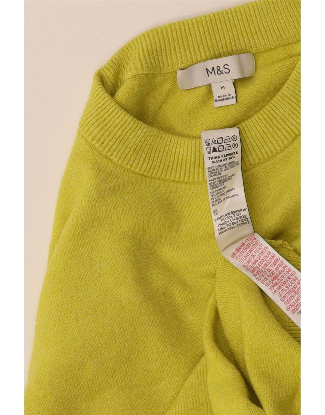 Suéter feminino Marks & Spencer com gola redonda Reino Unido 14 médio amarelo