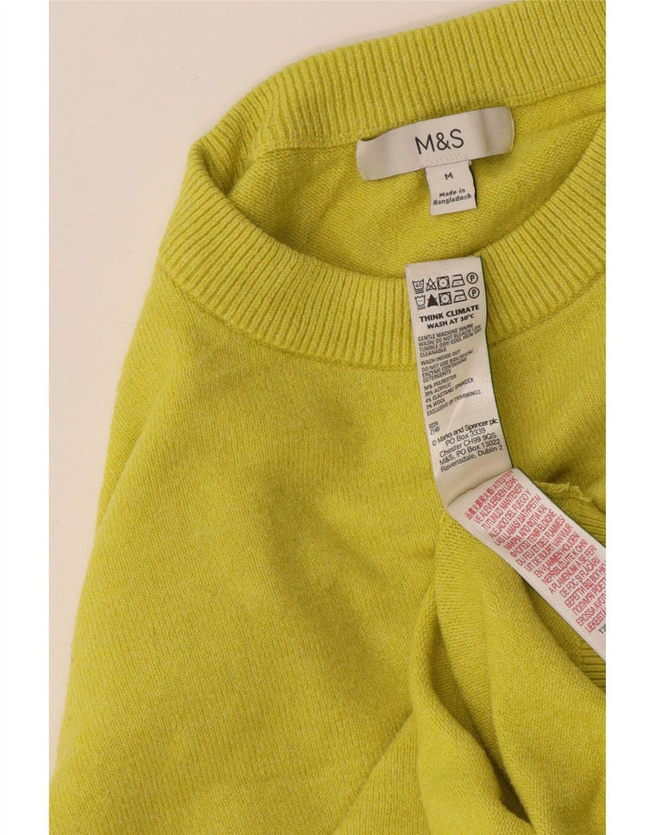 Suéter feminino Marks & Spencer com gola redonda Reino Unido 14 médio amarelo