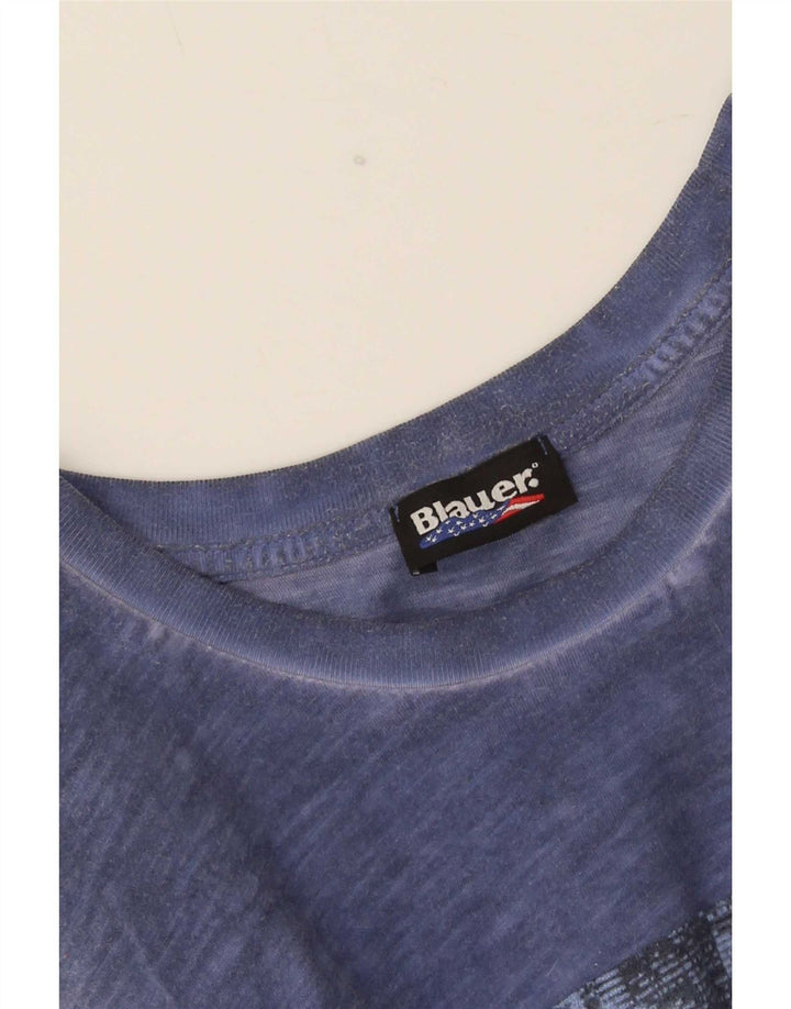 Camiseta gráfica masculina Blauer Top médio azul marinho
