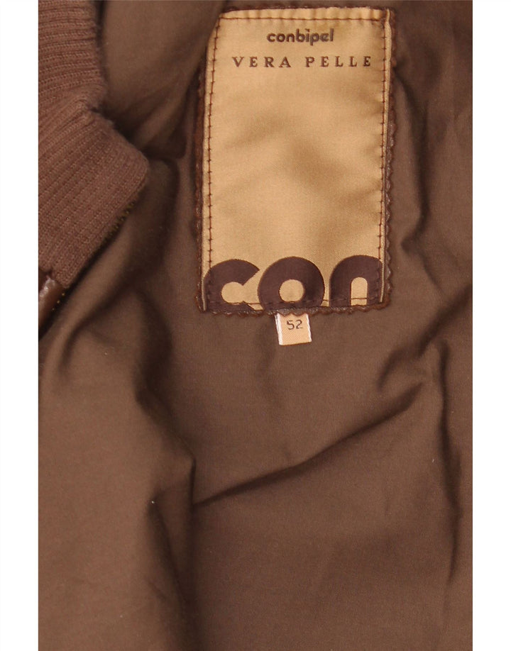 Jaqueta de couro masculina Conbipel IT 52 grande couro marrom