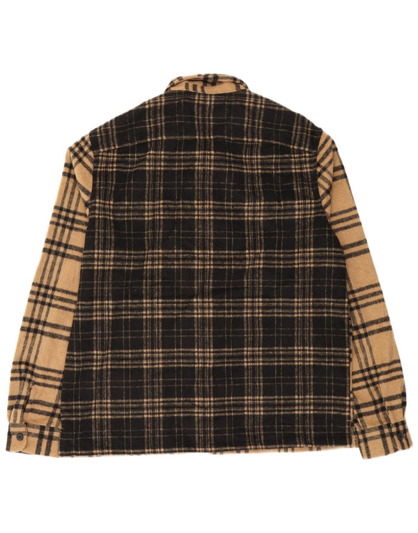 Camiseta masculina de flanela All Saints com ajuste relaxado XL bege xadrez