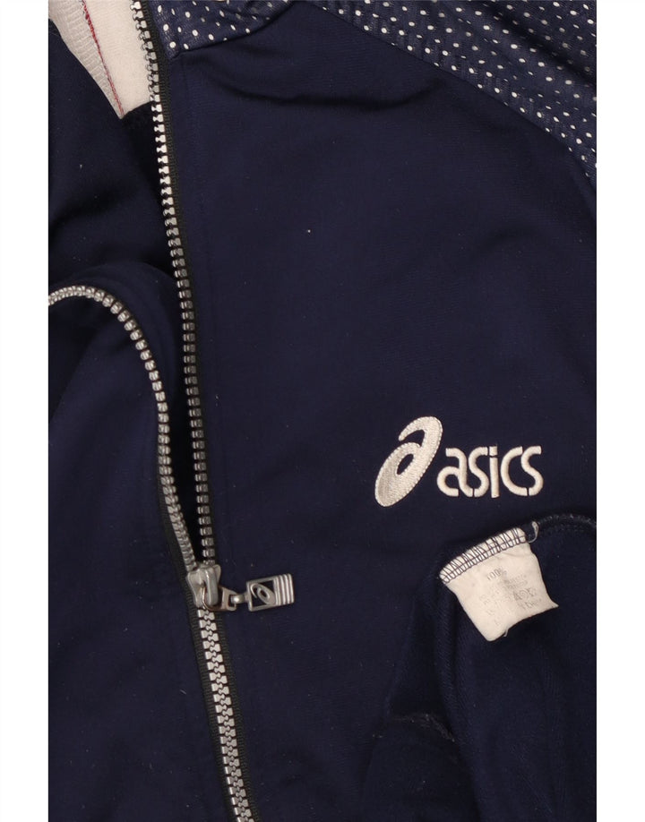 Asics Mens Tracksuit Top Jacket UK 40 Grande Azul Marinho Colourblock Poliéster