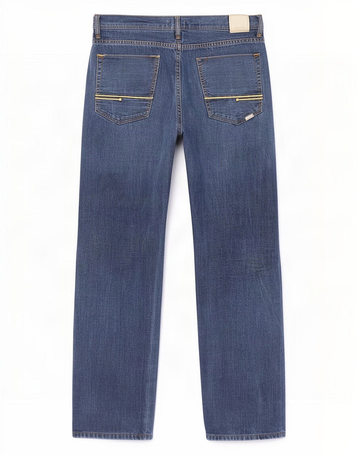 Banco masculino reto jeans W38 L32 algodão azul