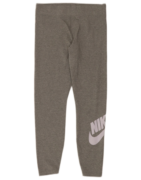 NIKE Womens Graphic Leggings UK 14 Large  Grey Cotton