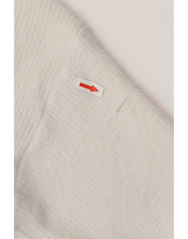 Suéter feminino Zara com decote em V UK 10 pequeno poliéster branco