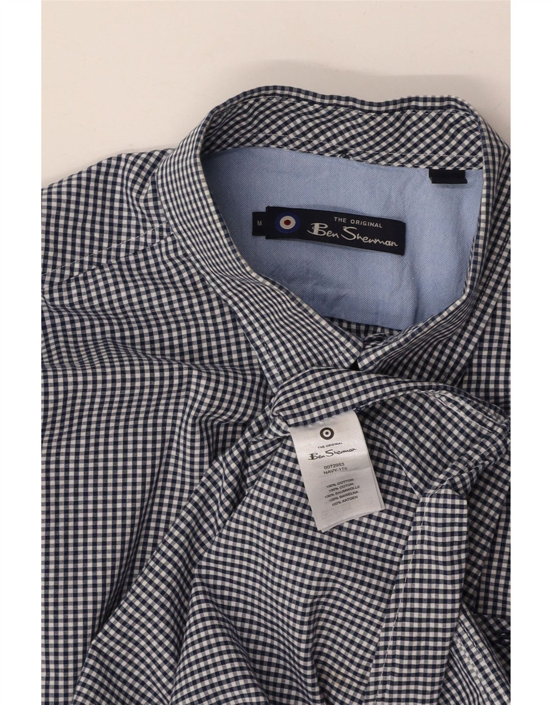 Camisa masculina BEN SHERMAN média azul marinho algodão guingão