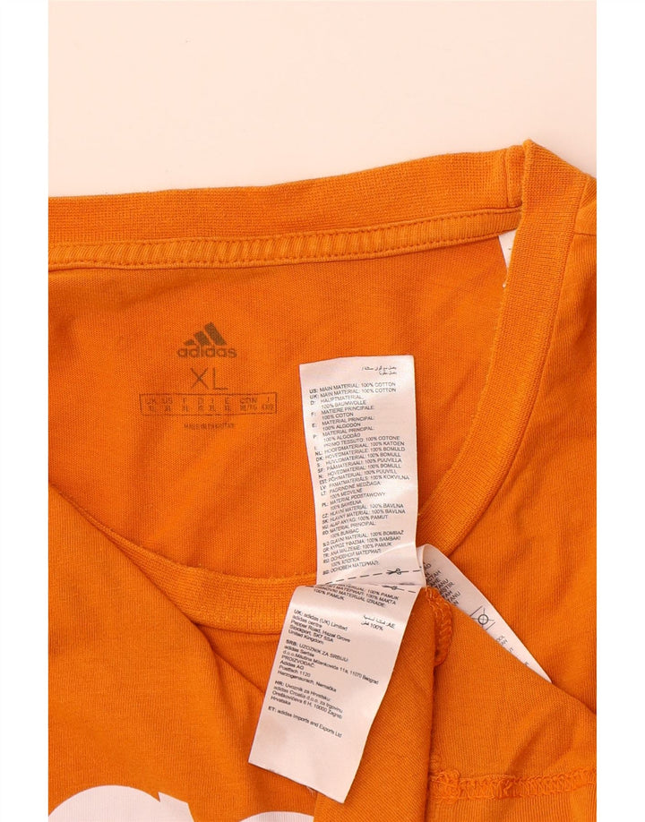 ADIDAS Mens Graphic T-Shirt Top XL Laranja Algodão