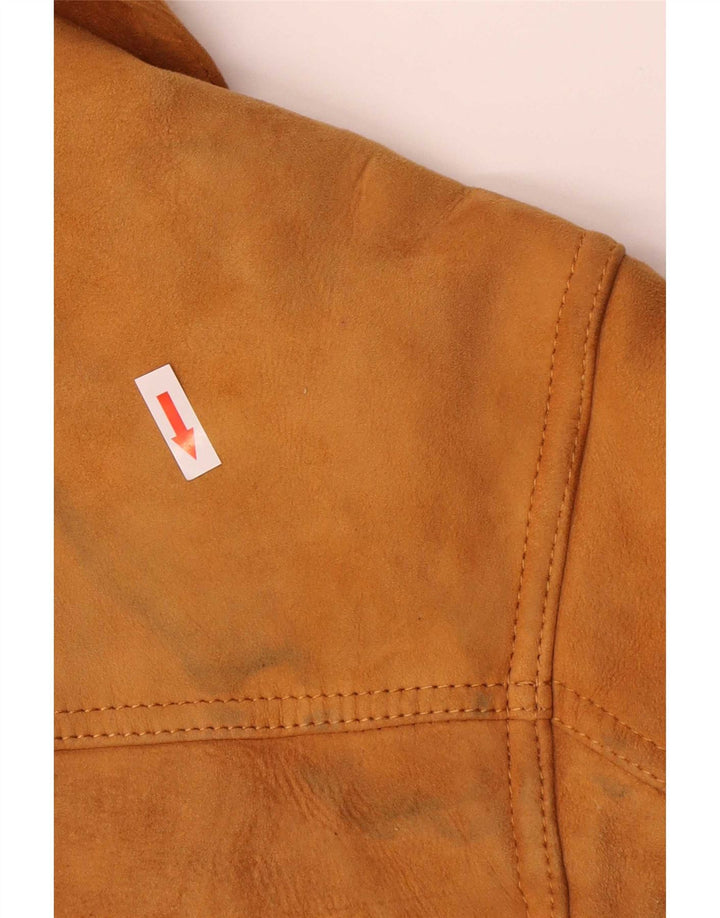 Sobretudo masculino vintage de shearling IT 48 couro bege médio