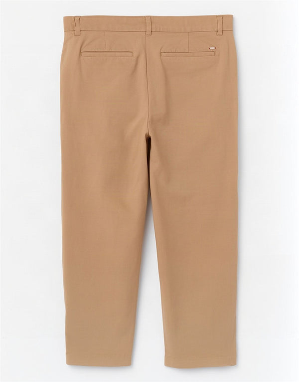 Calça feminina Tommy Hilfiger reta cortada EUA 6 médio W30 L24 bege