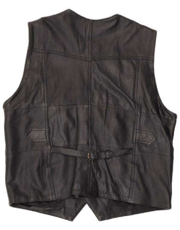 Colete de couro masculino vintage EU 54 XL couro preto