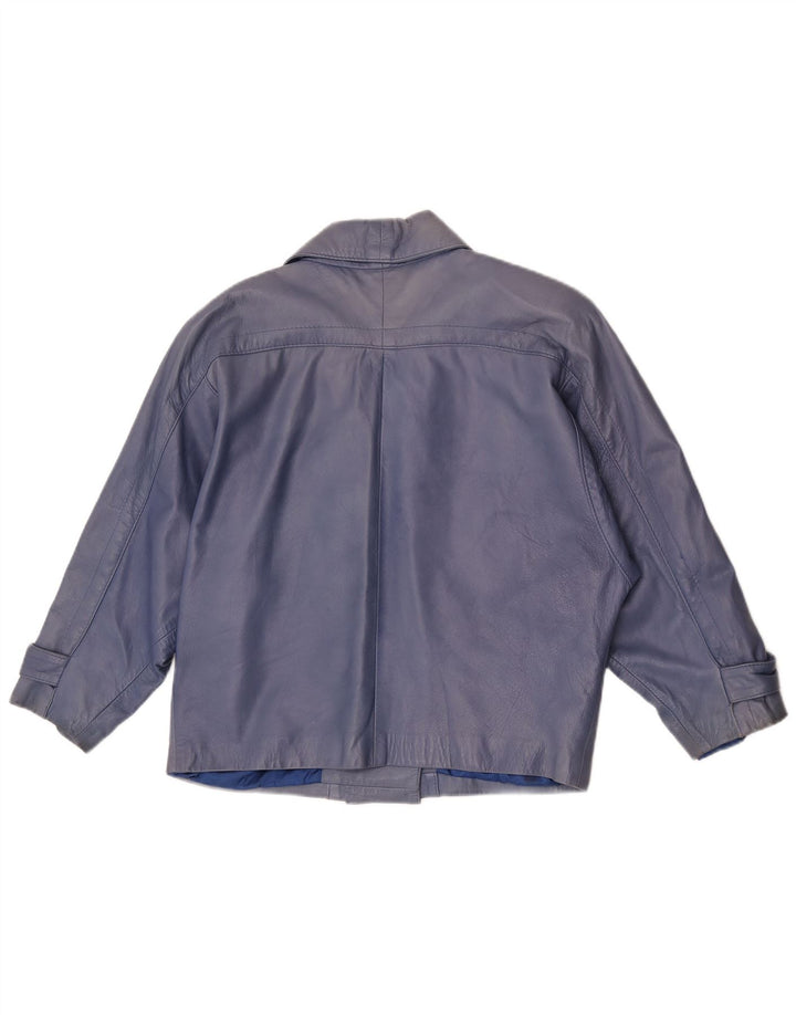 Jaqueta de couro oversized feminina vintage EU 40 azul médio